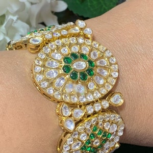 Fine Kundan Bangle/ Polki Kundan Bangle/ Gold Plated Openable Bracelet/ Indian Bangles/ Pakistani Bangles/ Indian Jewelry/ Pakistani Jewelry