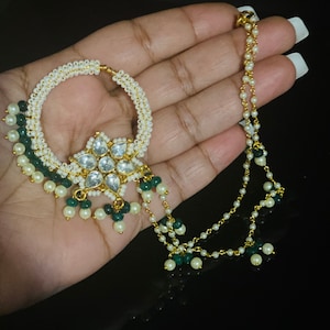 Pachi Kundan Nasenring/Clip Auf/Braut Nasenring/Indischer Nasenring/Indische Braut/Nasenring/Pakistanische Braut/Hochzeit Nasenring