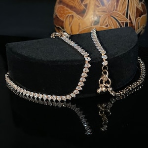 10 Inches/Rose Gold Anklets/Set/Pair/Wedding Jewelry/Bridal Anklets/Diamond Anklets/Wedding Jewelry/Anklets/Openable Anklet/Indian Jewelry