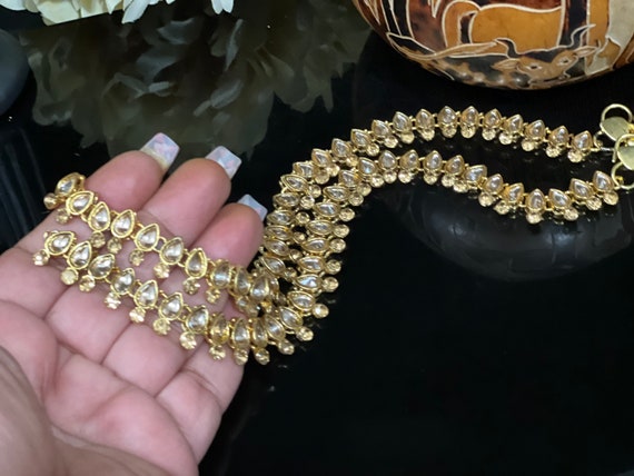 9.5 Inches AD Diamond Anklet kundan Payal gold Anklet antique