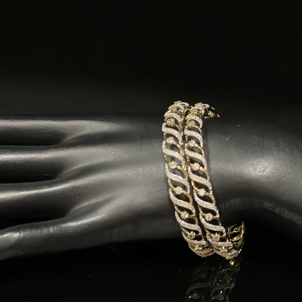 2.4/2.6/Diamond Bangles/Pair/Dull Gold Bangles/Indian Bangles/Pakistani Bangles/Punjabi Jewelry/Next to real gold/2 Bangles