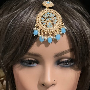 Jadau Tikka/ Mint Tikka/ Light Blue Tikka/ Tika/ Kundan Tikka/ Head Jewelry/ Maang Tikka/ Kundan Tikka/ Indian Jewelry/ Pakistani Jewelry