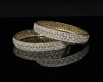 2.4/2.6/AD Diamond Bangles Pair Gold Plated Bangles Indian Bangles Pakistani Bangles Indian Jewelry Pakistani Jewelry Punjabi 2 Bangles