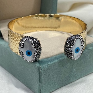 Evil Eye Bracelet/ Druzy Stone/ Diamond Bracelet/ Gold plated/ Bracelet/ Indian Bracelet/ Bracelet/ Indian Jewelry/ Indian Bangle