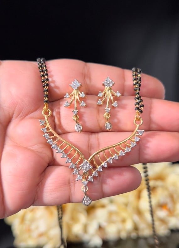 American diamond mangalsutra pendant deals