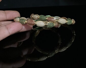 2.6 Brazaletes chapados en oro/Par/ Brazaletes/Brazaletes indios/Joyería india/Joyería paquistaní/Brazaletes usables todos los días