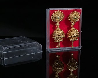 Gold Plated Jhumka/ 1 KT Gold Plated Earrings/ 22 KT Gold Replica/ Everyday Wearable/ Indian Earrings/ jhumka/ Jhumki/ No Tarnish