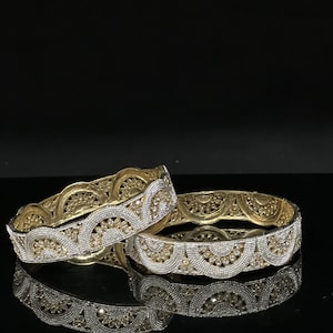 2.6/2.8/Diamond Bangles/Pair/Dull Gold Bangles/Indian Bangles/Pakistani Bangles/Punjabi Jewelry/Next to real gold/2 Bangles