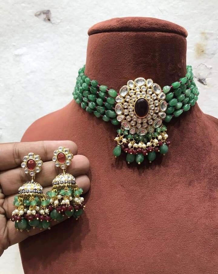 Jadau kundan choker Set/ Black Polish Victorian Necklaces with | Etsy