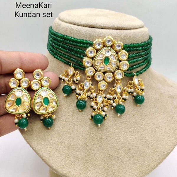 Real Kundan Choker Set/Earrings/Indian Choker Set/Jadau Choker/Indian Necklace/Kundan Choker/Indian Jewelry/Pakistani Jewelry