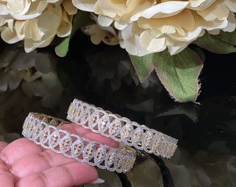 2.4/2.6/Diamond Bangles/Pair/Dull Gold Bangles/Indian Bangles/Pakistani Bangles/Punjabi Jewelry/Next to real gold/2 Bangles