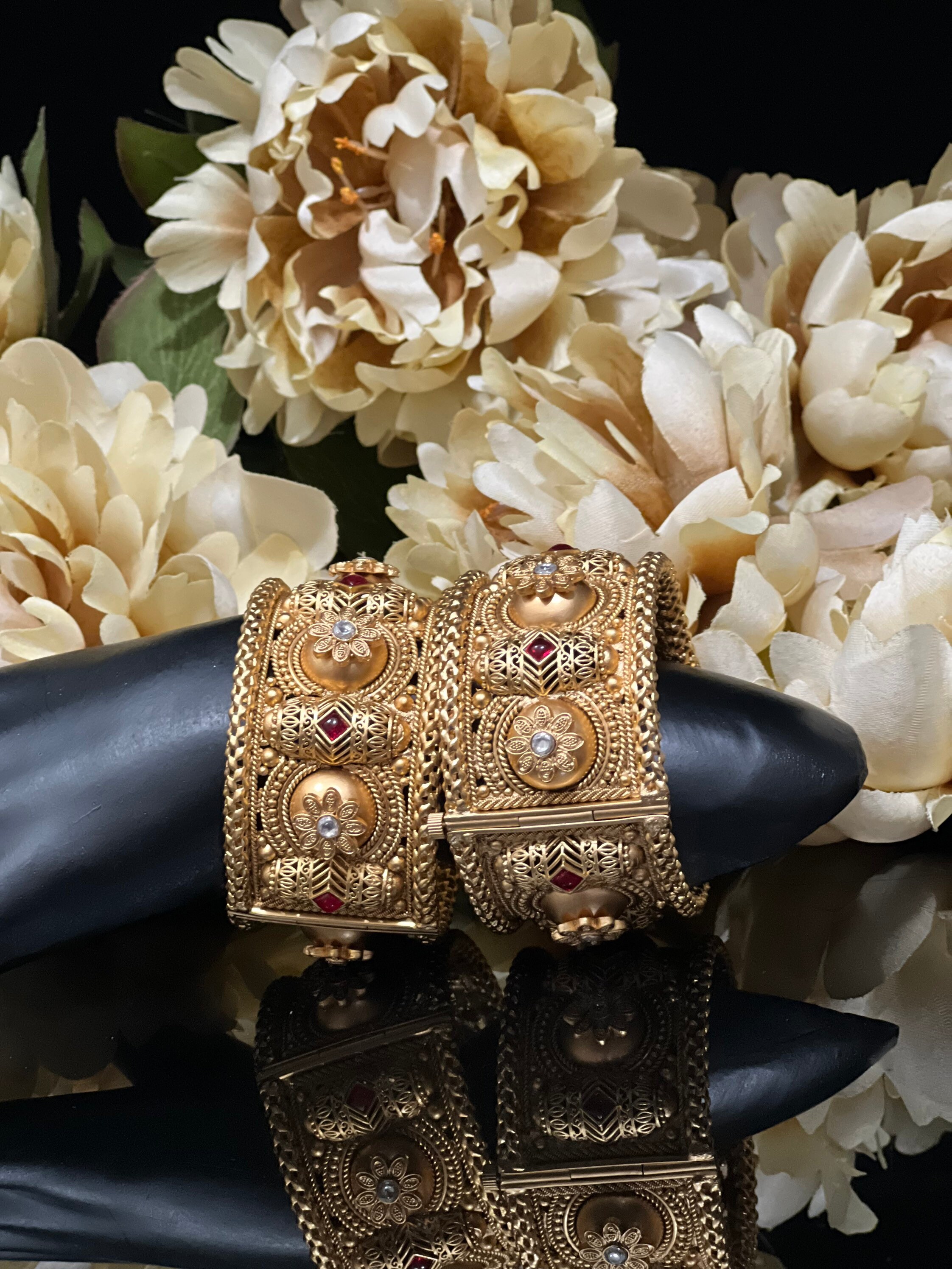 2.6/ Pair/ Matt Gold Bangles/ Openable Bangles/ Indian Bangles ...