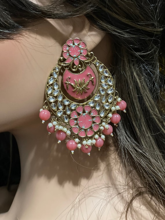 Chandbali Earrings Meenakari Earrings chandelier Earring bridal