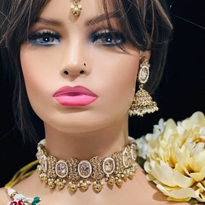 Polki Kundan Choker Set/Earrings/Tikka/Indian Choker/Pakistani Jewelry/Punjabi Jewelry/Pakistani Wedding/Indian Jewelry