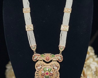 Bijoux collier de perles Jadau Raanihaar Handmad Hyderabadi plaqué or