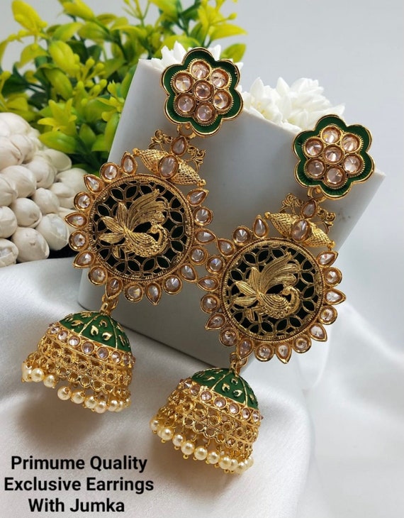 Buy Thai Gold Wedding Earrings, Gold Plated Chandelier, Large Gold Mexican  Earrings, Big Earrings Indian, Chandbali Earrings Online in India - Etsy