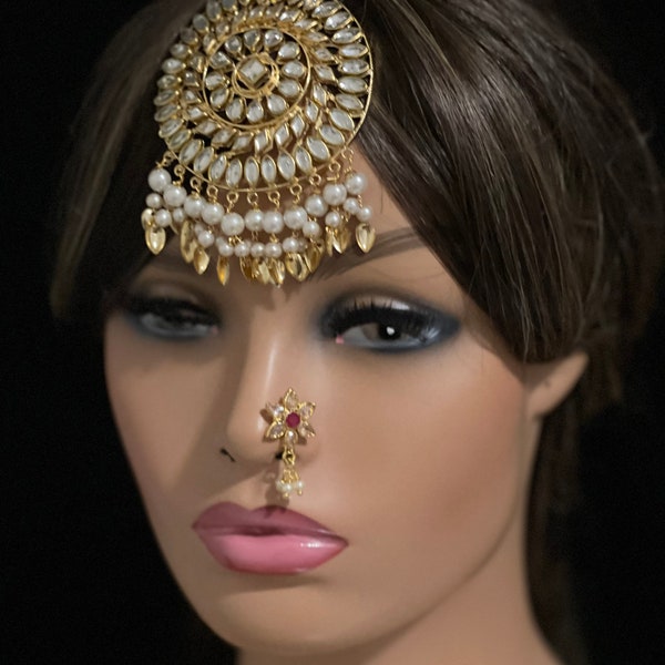 Large Tikka/Kundan Tikka/Tikka/Jhoomer/Kundan Jewelry/Indian Wedding Jewelry/Indian Jewelry/Pakistani Jewelry/Maang Tikka