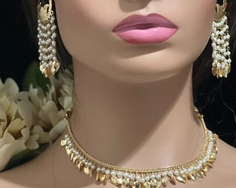 Gold Choker/Earrings/Necklace/Jhumka/Jhumki/Gold Plated/Indian earrings/Pakistani Jewelry/Indian Jewelry/Punjabi Jewelry/Lightweight