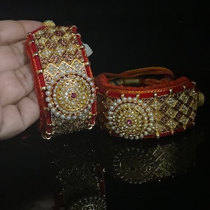 High Quality/Gold Bangles/Pair/Adjustable Bangles/Beaded bangles/Rajasthani Pounchi/Indian jewelry/Openable Bangles