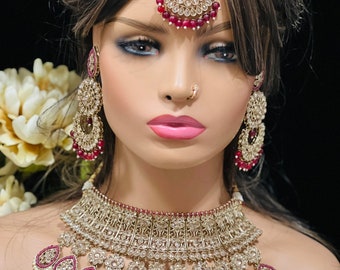 Polki Kundan Choker Set/Earrings/Tikka/Indian Choker/Pakistani Jewelry/Punjabi Jewelry/Pakistani Wedding/Indian Jewelry