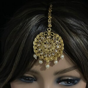 Large Tikka/ Polki Kundan Tikka/ Tikka/ Kundan Jewelry/ Wedding Jewelry/ Green Tikka/ Indian Jewelry/ Pakistani Jewelry/ Maang Tikka