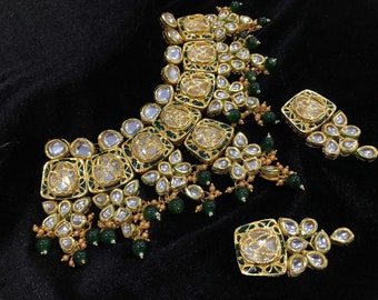 Gargantilla Kundan verde / joyería Kundan / Gargantilla Kundan / Collar Kundan / Collar nupcial indio / Joyería paquistaní / Joyería india