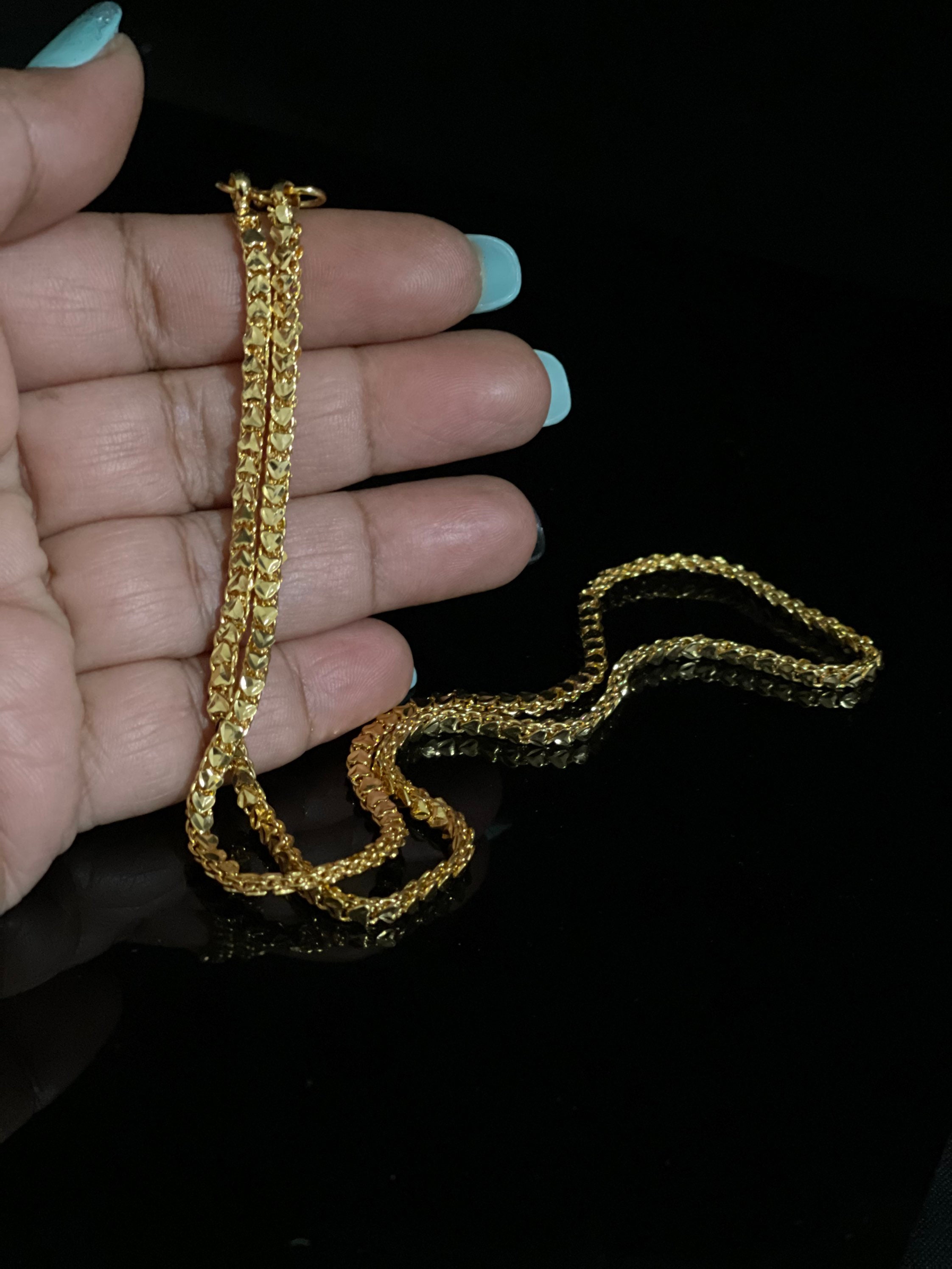1K Solid Gold Chain/ Gold Chain/ Gold Jewelry/ Flat Chain  Etsy
