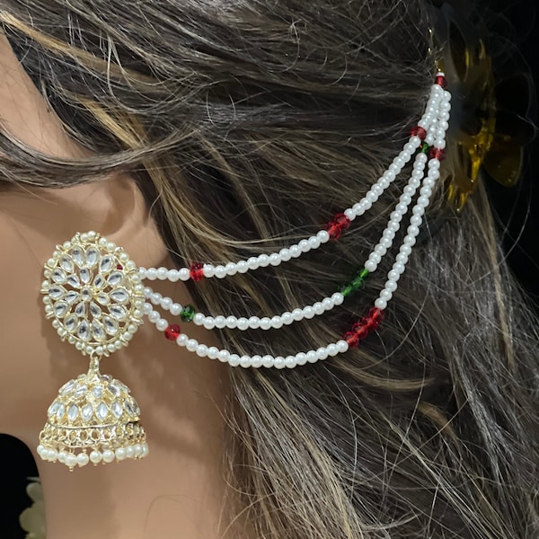 Pearl Ear Chain/ Kaan Chain/ Indian Jewelry/ Indian Traditional Jewelry/ Maatal/  Indian Accecceris Jewelry/ Chain For Earrings/ Saharey