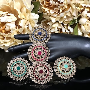 Antique Polki Kundan Ring Large Ring Adjustable Ring Kundan Ring Statement Ring Indian Ring Indian Jewelry Pakistani Jewelry