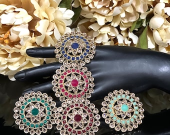 Antique Polki Kundan Ring Large Ring Adjustable Ring Kundan Ring Statement Ring Indian Ring Indian Jewelry Pakistani Jewelry