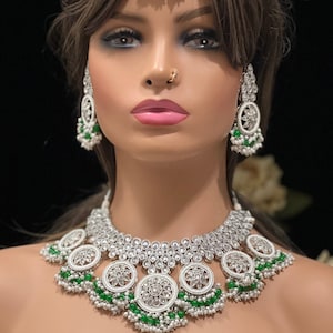 Silver Polki Kundan Choker/Earrings/Tikka/Indian Choker/Pakistani Jewelry/Punjabi Jewelry/Pakistani Wedding/Indian Jewelry/Pakistani Choker