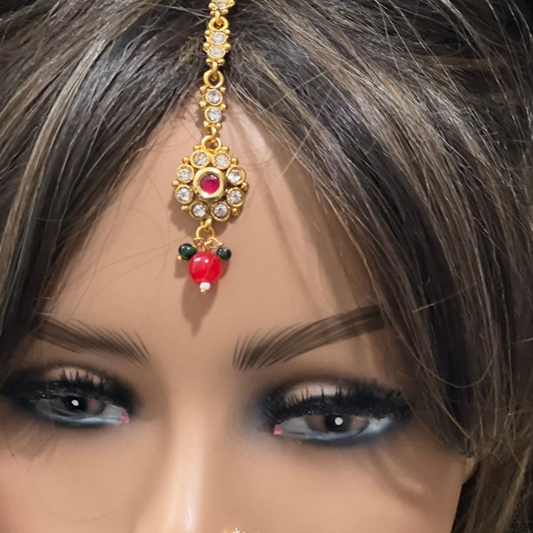 Kundan Tikka/ Tikka/ Forehead/ Kundan Jewelry/ Wedding Jewelry/ Red Tikka/ Indian Jewelry/ Pakistani Jewelry/ Maang Tikka