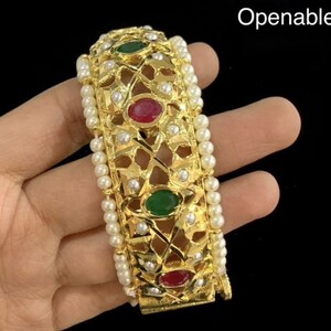 2.6/Pair/2 Bangles/Emerald/Ruby Diamond/Hyderabadi Bangle/Gold Plated/Jadau Bangle/Jadau/Punjabi/Indian Jewelry/Pakistani Jewelry