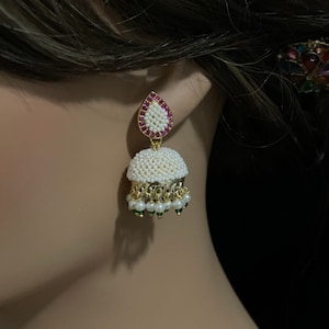 Ruby Jhumki/ Jadau Jhumka/ Gold Plated Jhumka/ Indian Earrings/ Pakistani Earrings/ Jadau Jewellery/ High Quality