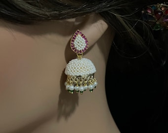 Ruby Jhumki/ Jadau Jhumka/ Gold Plated Jhumka/ Indian Earrings/ Pakistani Earrings/ Jadau Jewellery/ High Quality