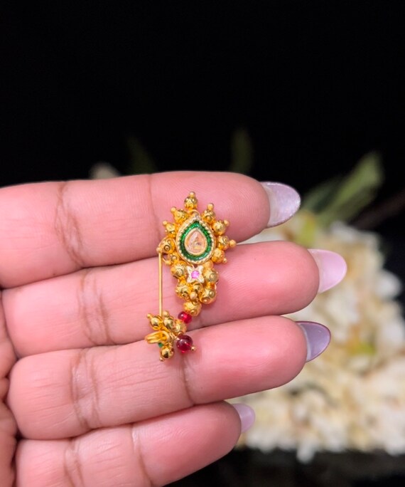 Buy PARNA Traditional Maharashtrian Nath Nose Ring Without Piercing Press  Nathiya Peacock Design - Perfect for Marathi Weddings and Other Special  Occasions at Amazon.in