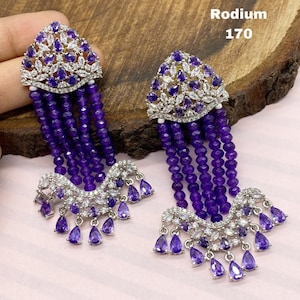 CZ Diamond Earrings Indian Jewelry Indian Earrings Statement Earrings Statement Jewelry Diamond Earrings Indian Earrings