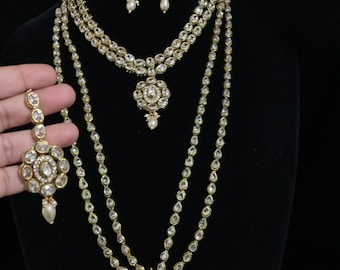 Fine kundan necklace Set/2 Necklace/Indian Jewelry/Mala Set/Bridal Jewelry/Choker Set/Long Necklace/Indian necklace/Tikka/High Quality