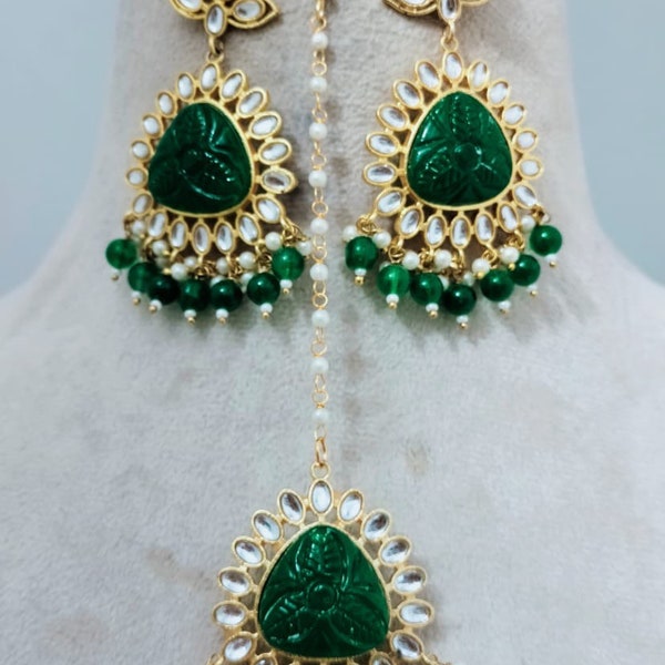 All Colors/Earrings With Tika/Kundan Earrings/Bollywood Earrings/Indian Earring/Tikka/Indian Jewelry/Pakistani Jewelry/Pakistani Earrings