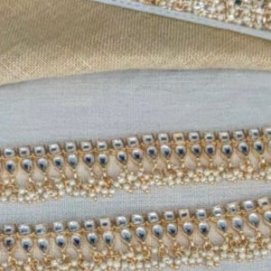 Kundan Anklet Set/10.75/Pearl Anklet/Kundan Payal Pair/Bridal Anklets/Payal Pair/Anklet Pair/Broad Openable Anklet/Pirai Work