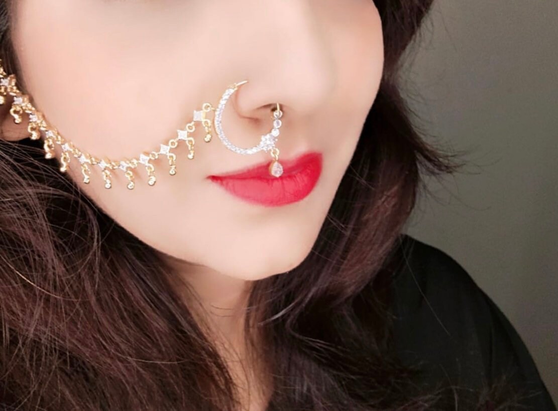 Ear to nose chain jewelry best sale