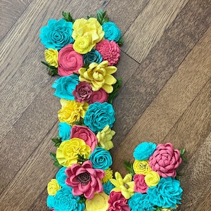 Wood Floral Letter Monogram, Sola Flower Letter, Custom Floral Letter Monogram