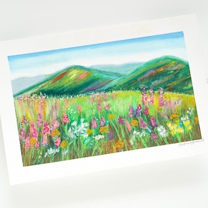 Original oil pastel landscape painting 5.5 x 8.5” - original landscape art