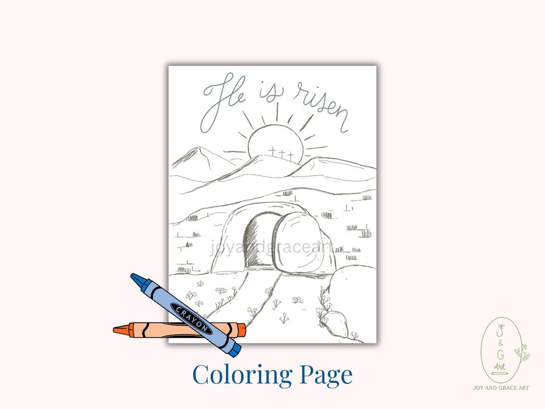 He is Risen Easter Coloring Page – Kids Activity (PDF & JPG) - Etsy