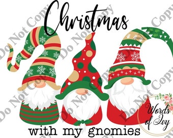 Sublimation Digital Télécharger Noël d’hiver avec mes gnomies gnome elfe vacances rennes noël chant paroles de chanson