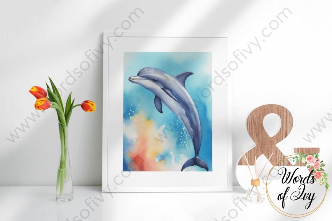 Printable Digital Download Dolphin Aquatic Animals Ocean Water Nautical ...