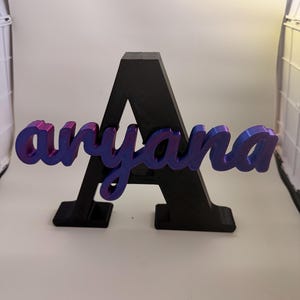 Personalized 3D Printed Initial Letter with Name Sign - Custom Desk or Nursery Decor, Freestanding Nameplate Gift