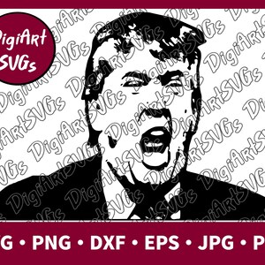 Trump SVG-bestand, Boze Trump SVG, schreeuwen Trump Shirt Graphics, Snijbestand Afdrukbare Clipart Vector Digitale png, jpg, pdf, eps, dxf