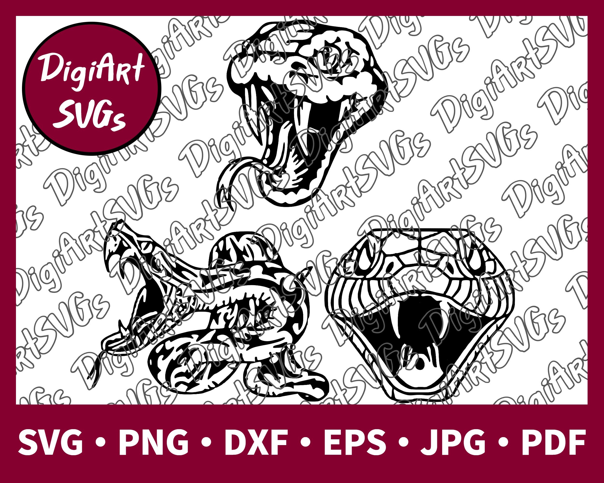 Snake Heads SVG, Snakes 3 Set SVG, Snake Shirt Graphics, Cutting File ...
