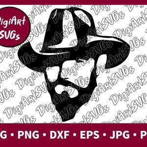Cowboy Gesicht SVG, Bearded Man SVG, Man Face Shirt Grafik, Clipart Vektor Digital png, pdf, jpg, eps, dxf